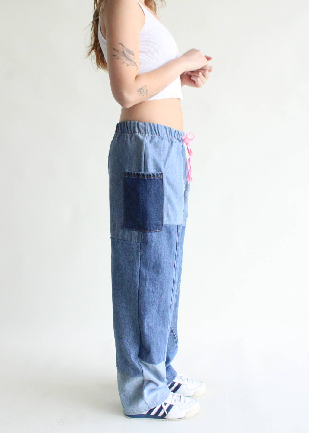 Vintage Denim Elastic Waist Pants