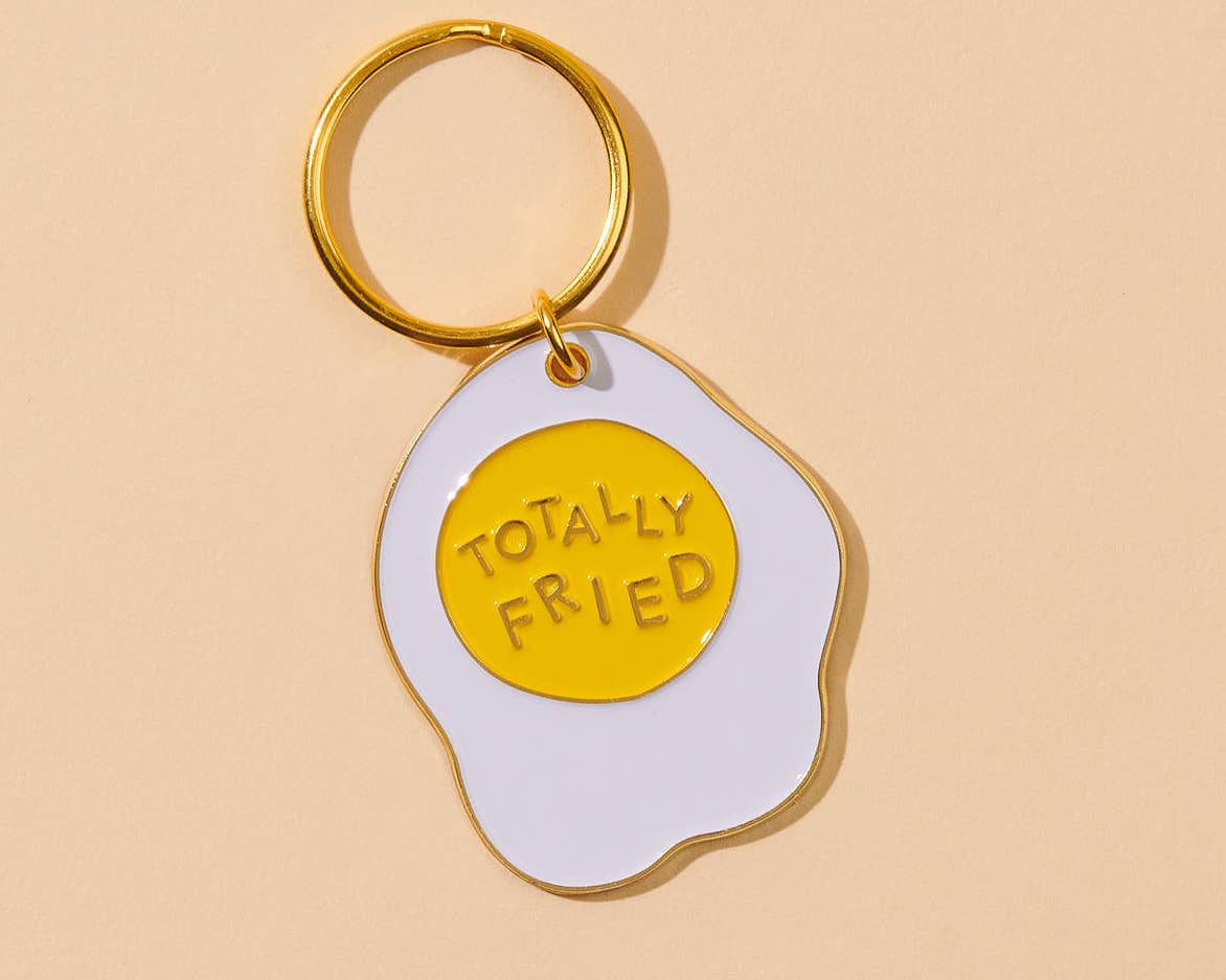 Totally Fried Egg Enamel Keychain