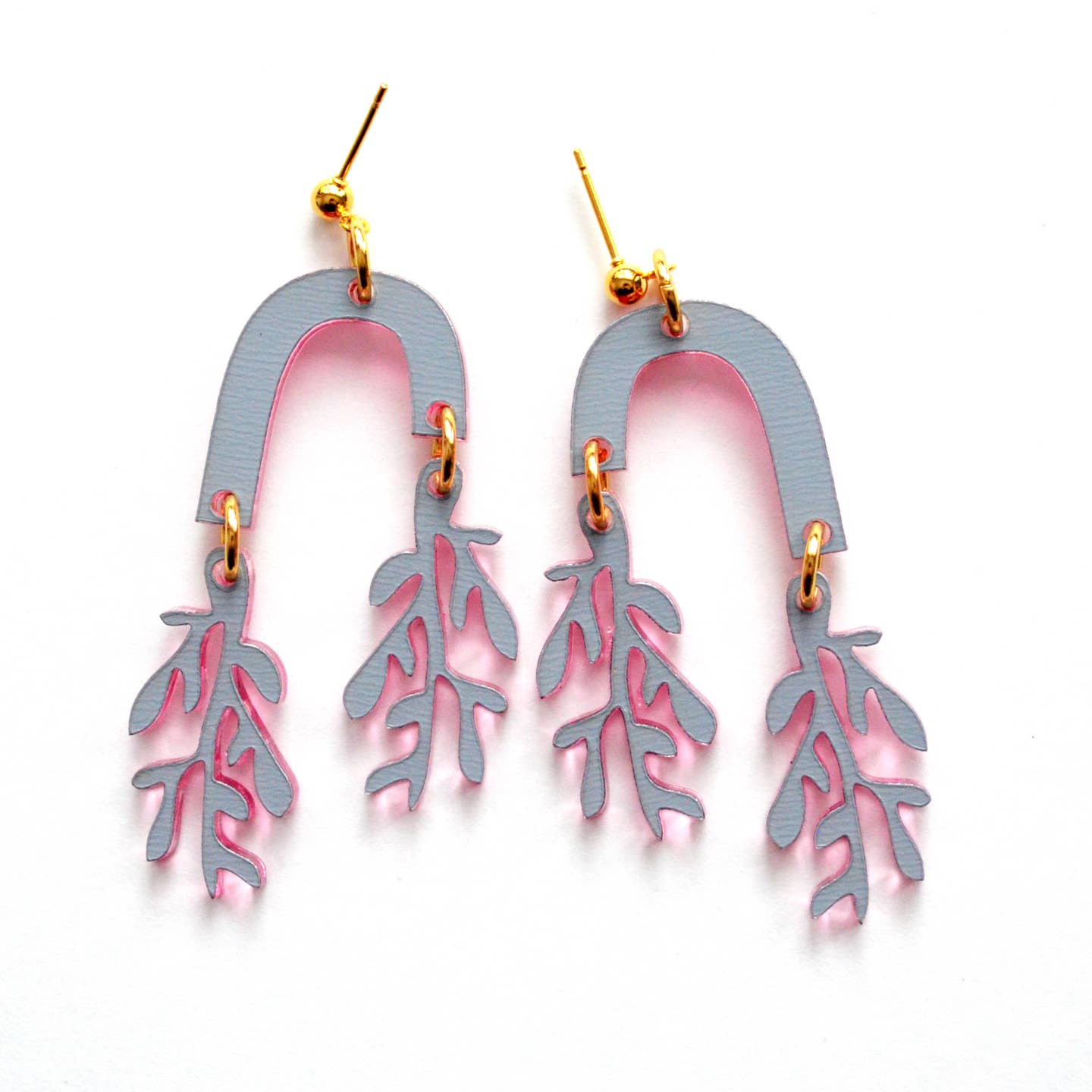 Pink Arch with Leaf Earrings