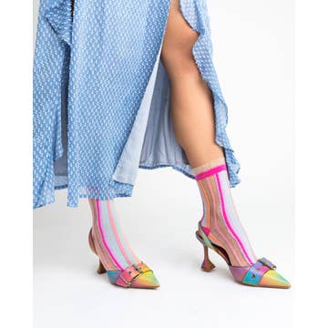 Candy Stripe Ruffle Crew Sock