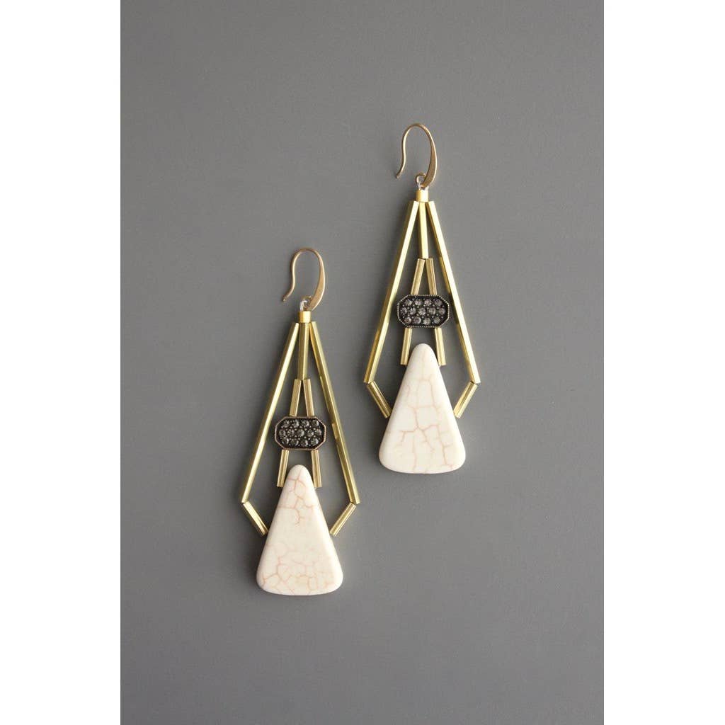 ArtDeco Rhinestone and White Stone Earrings