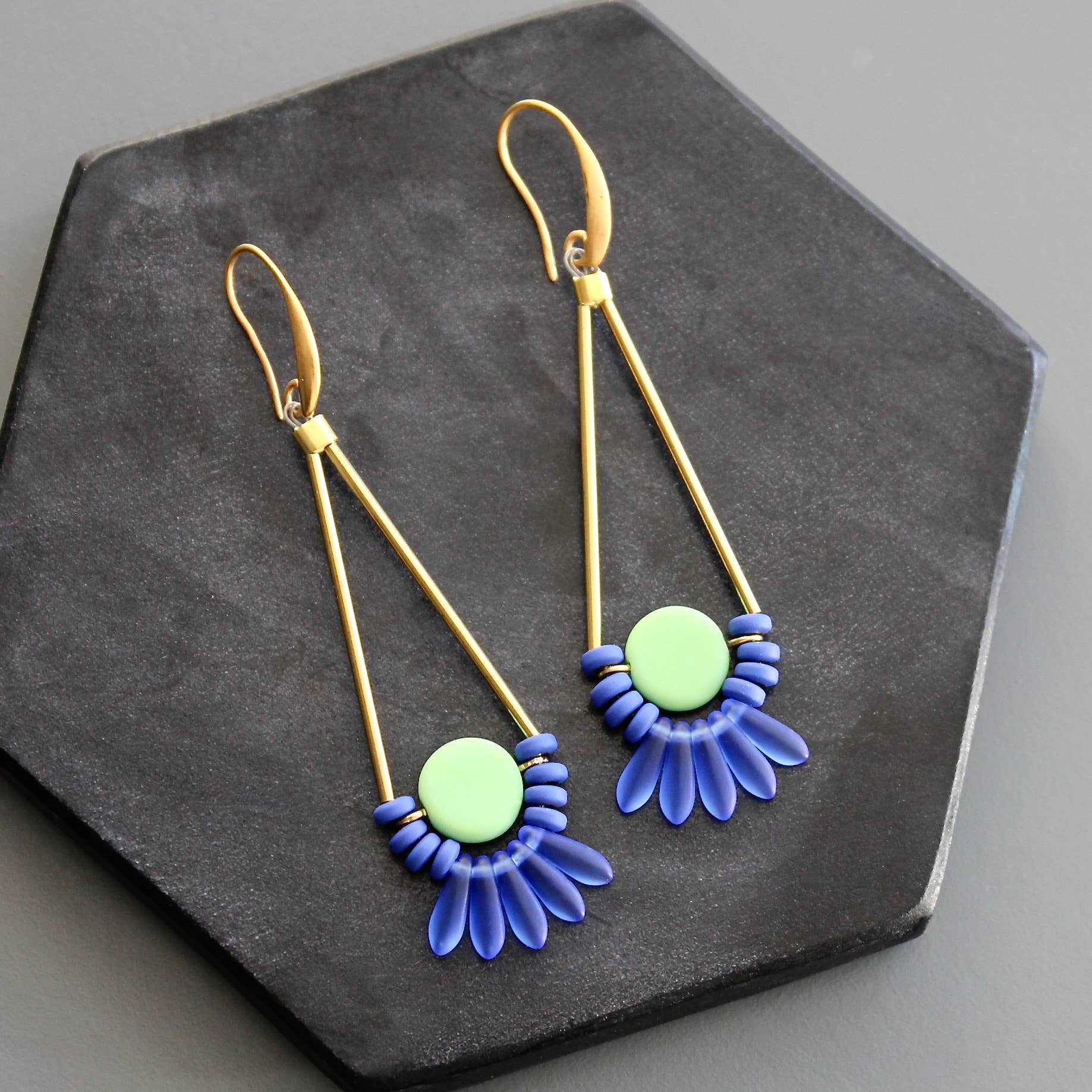 Mint and Cobalt Earrings