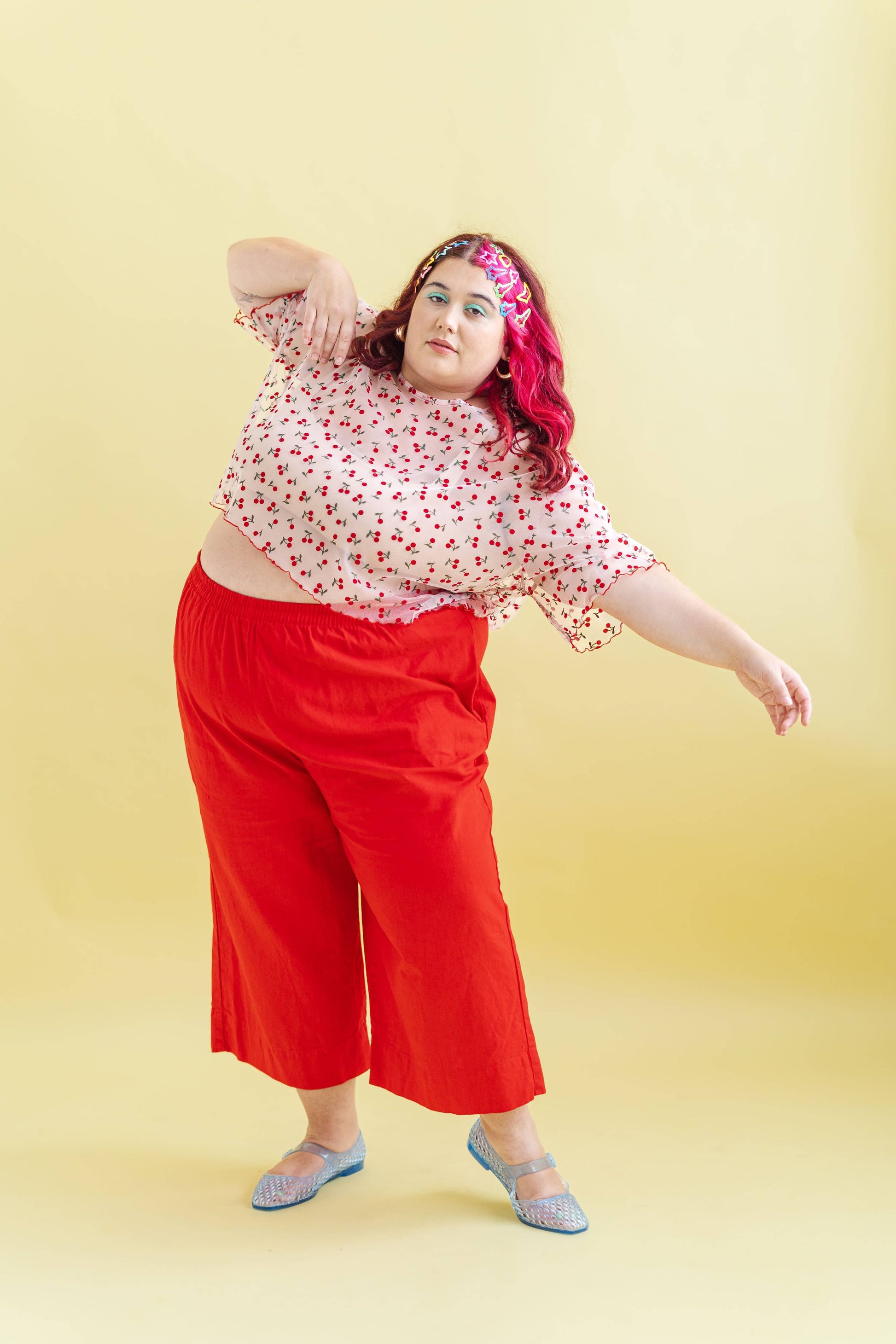 Women's Cherry Mesh Layering Blouse