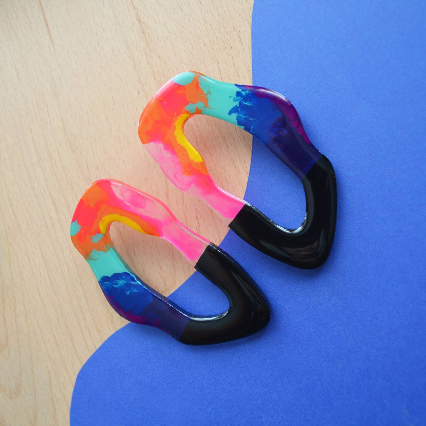 Large Rainbow Hoop Earrings