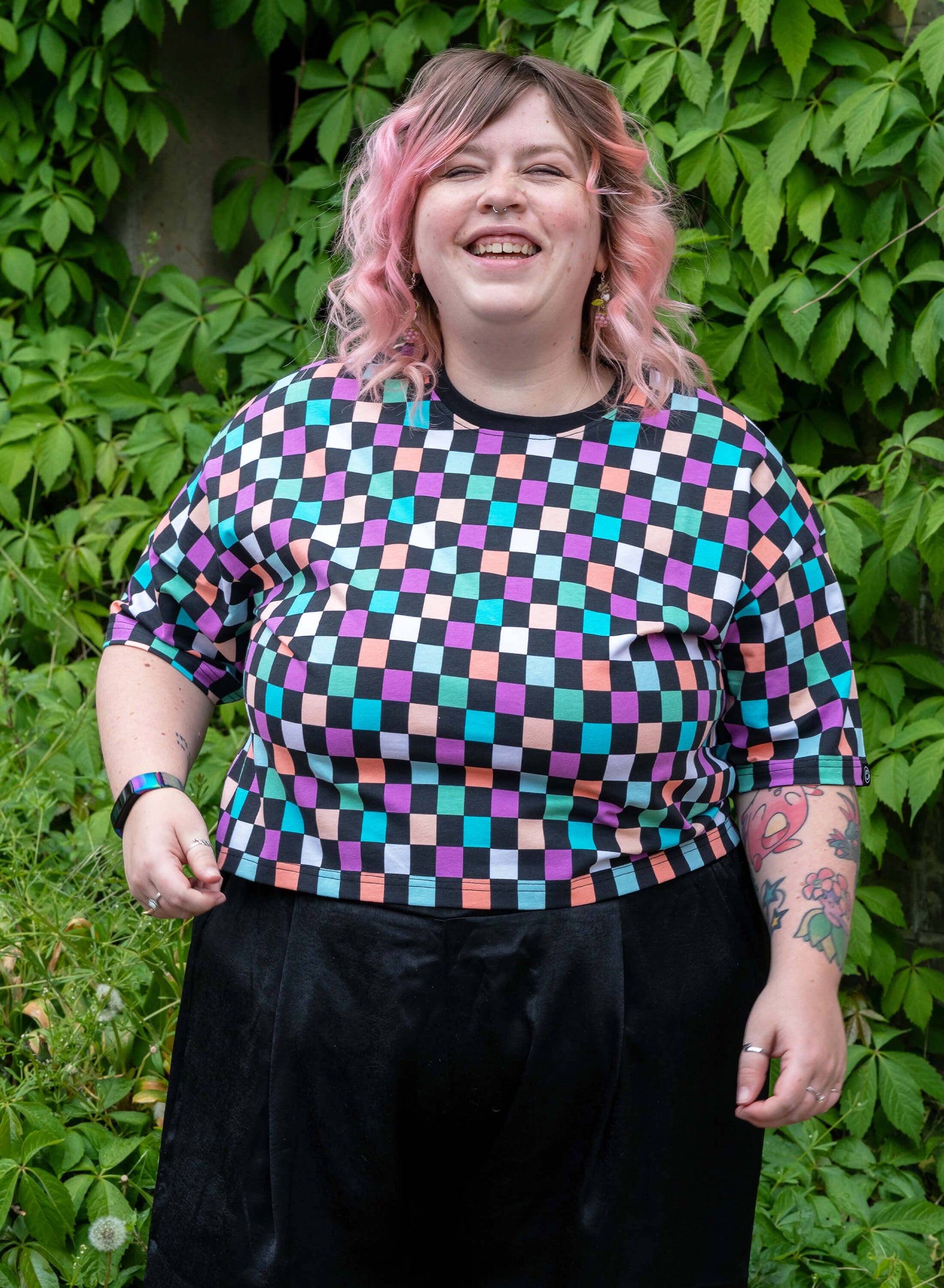 Checkerboard Chropped Boxy Tee