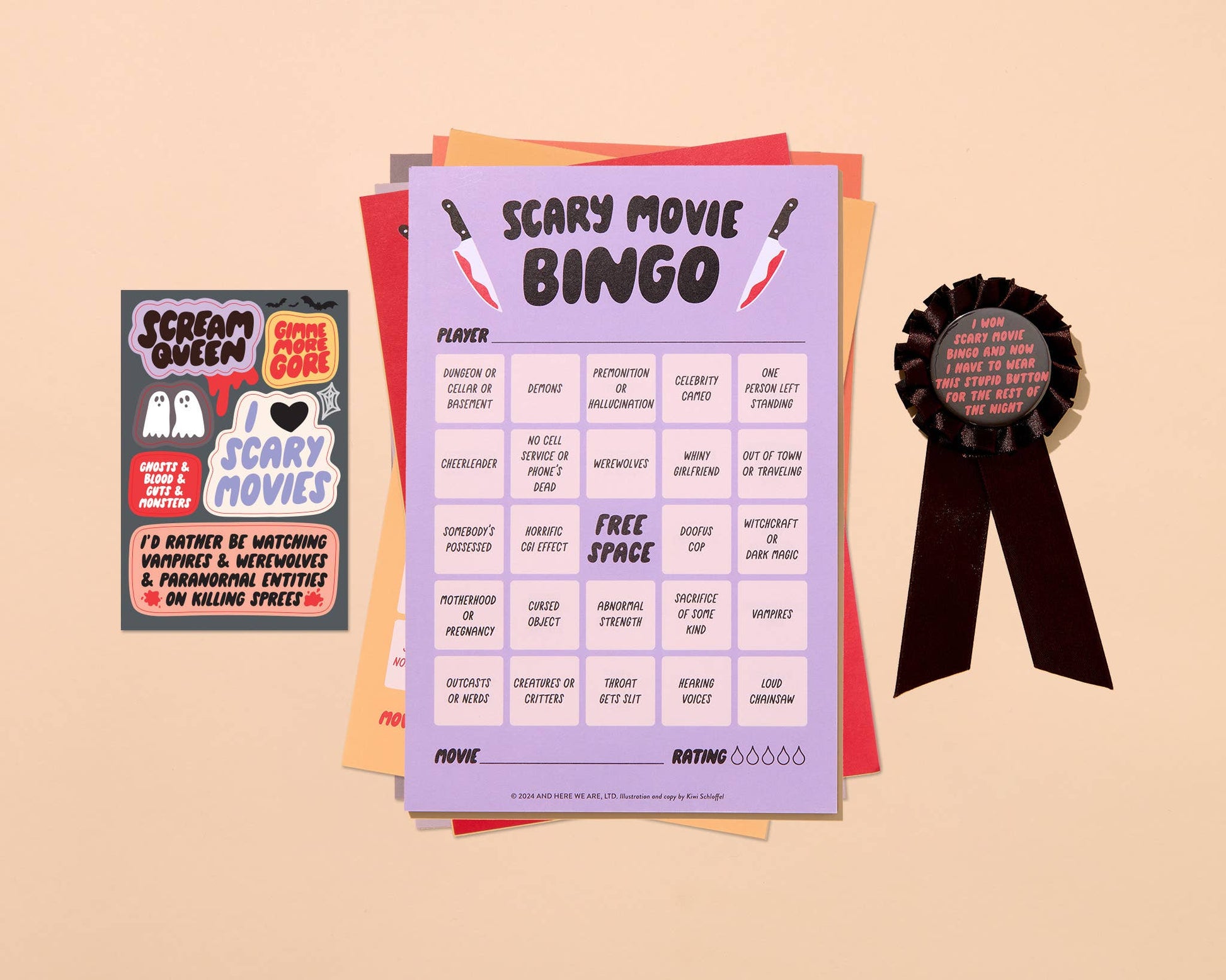 Scary Movie Cheesy Movie Night Bingo