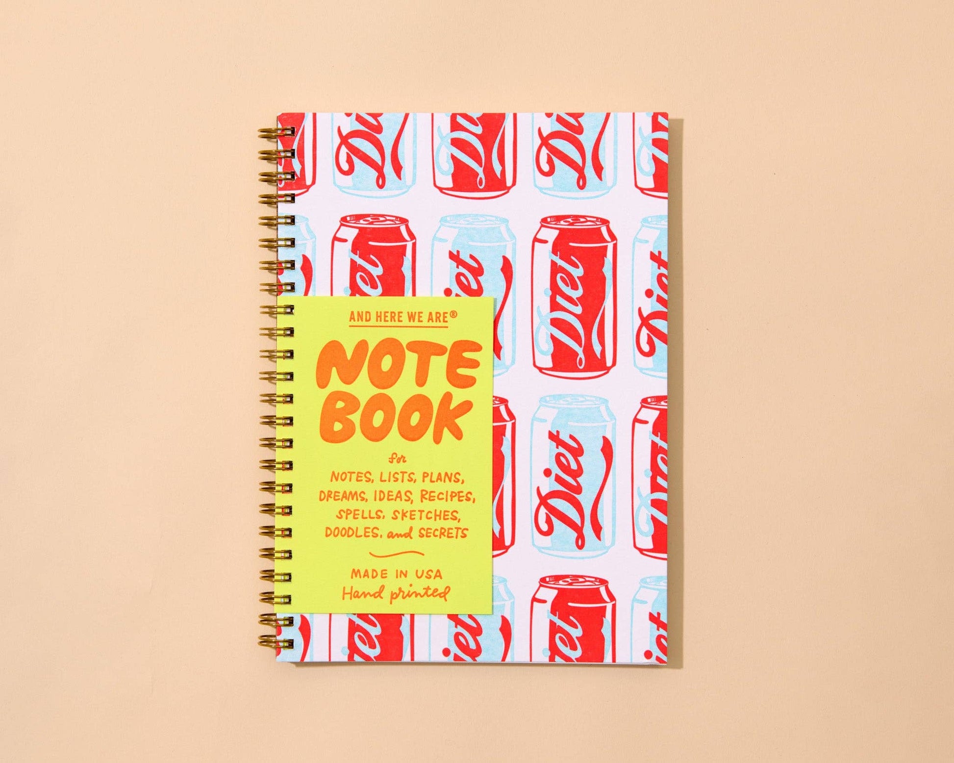 Diet Soda Letterpress Spiral Notebook
