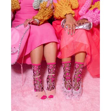 Disco Barbie Black Sheer Crew Sock