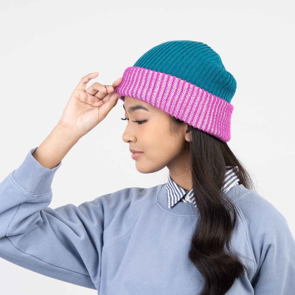 Stripe Cuff Plush Beanie