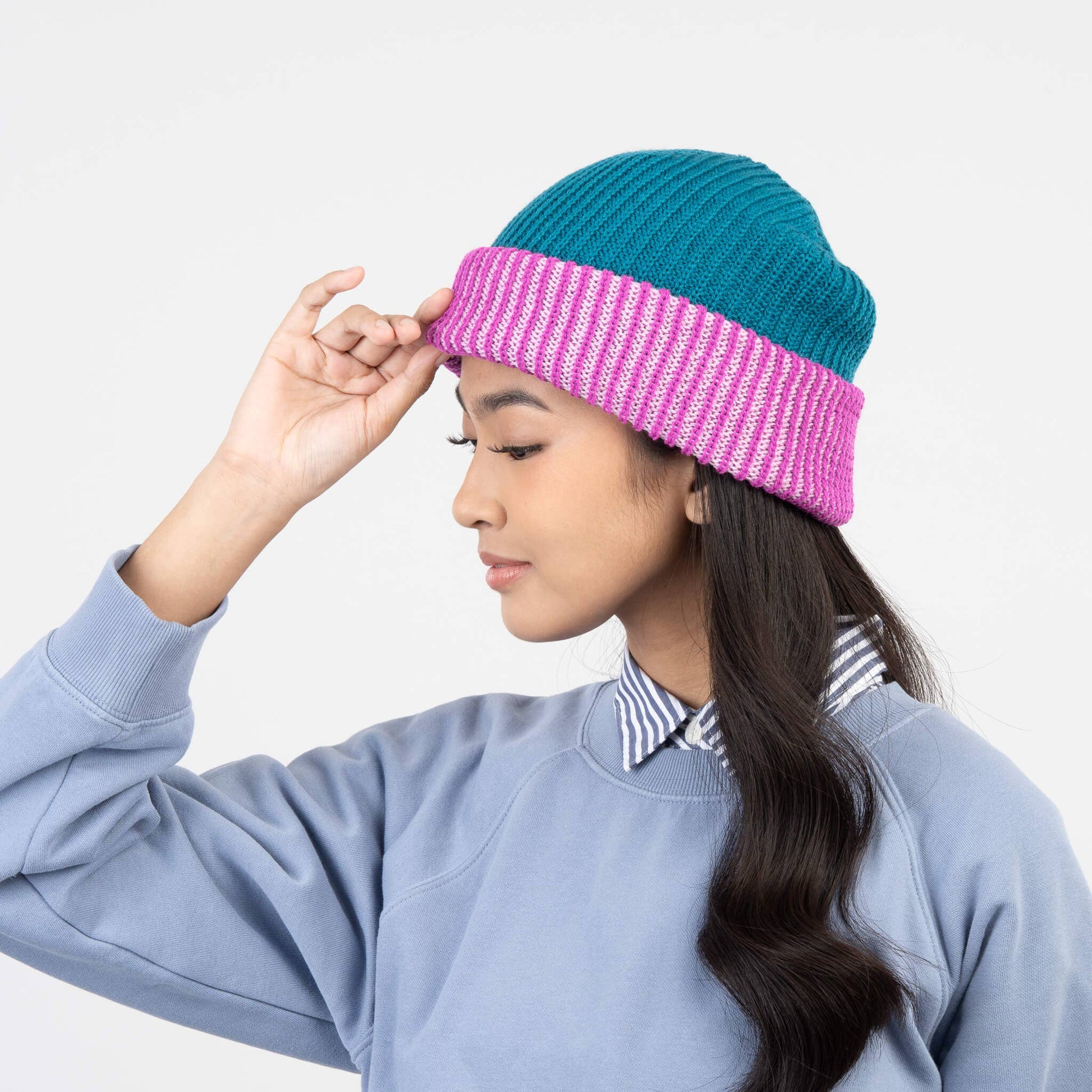 Stripe Cuff Plush Beanie