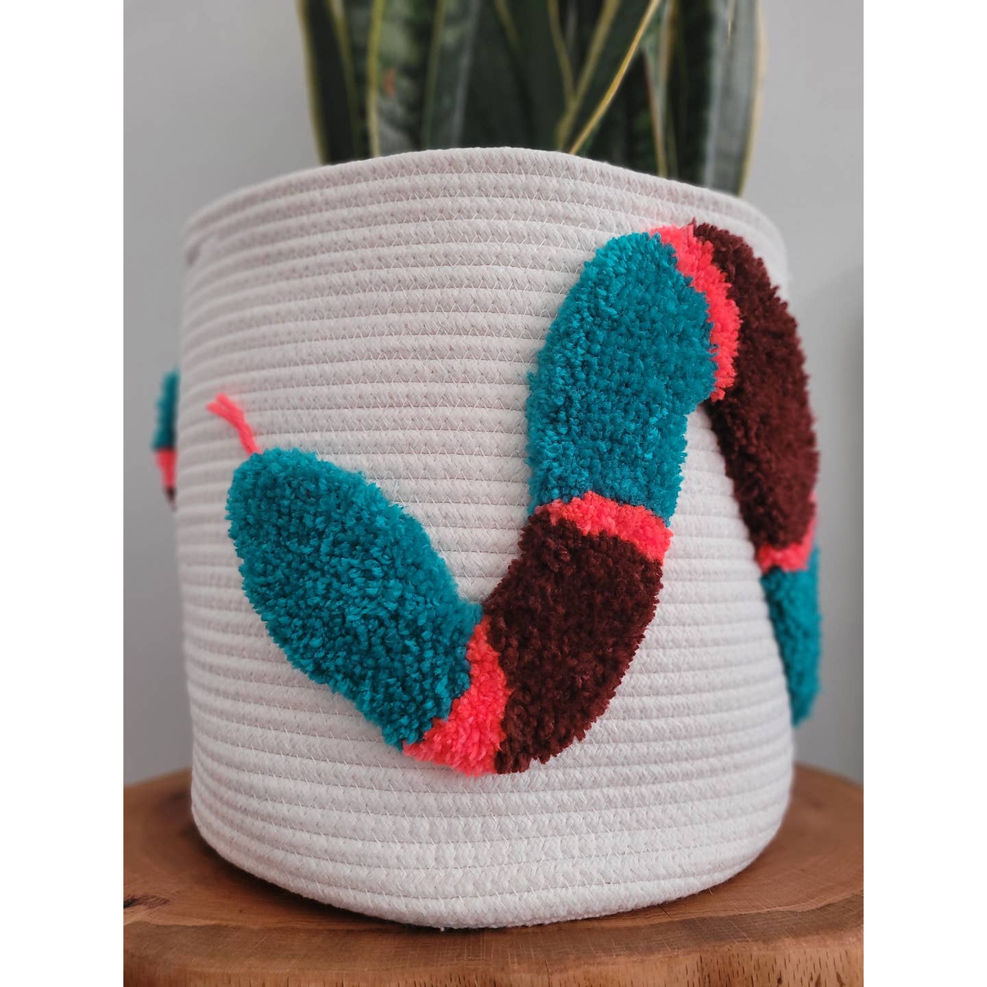 13" Tufted Basket - Snake
