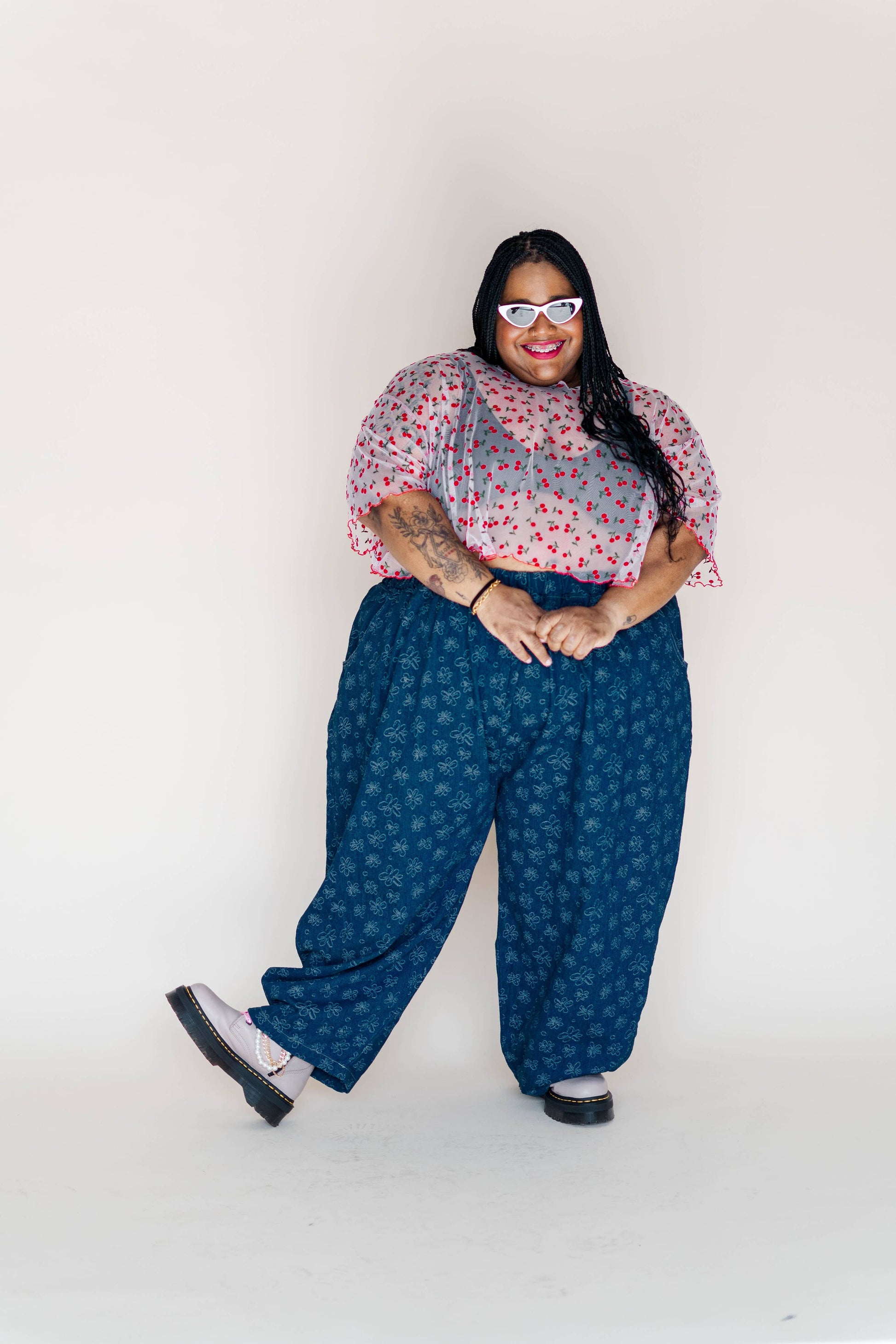 Women's Cherry Mesh Layering Blouse