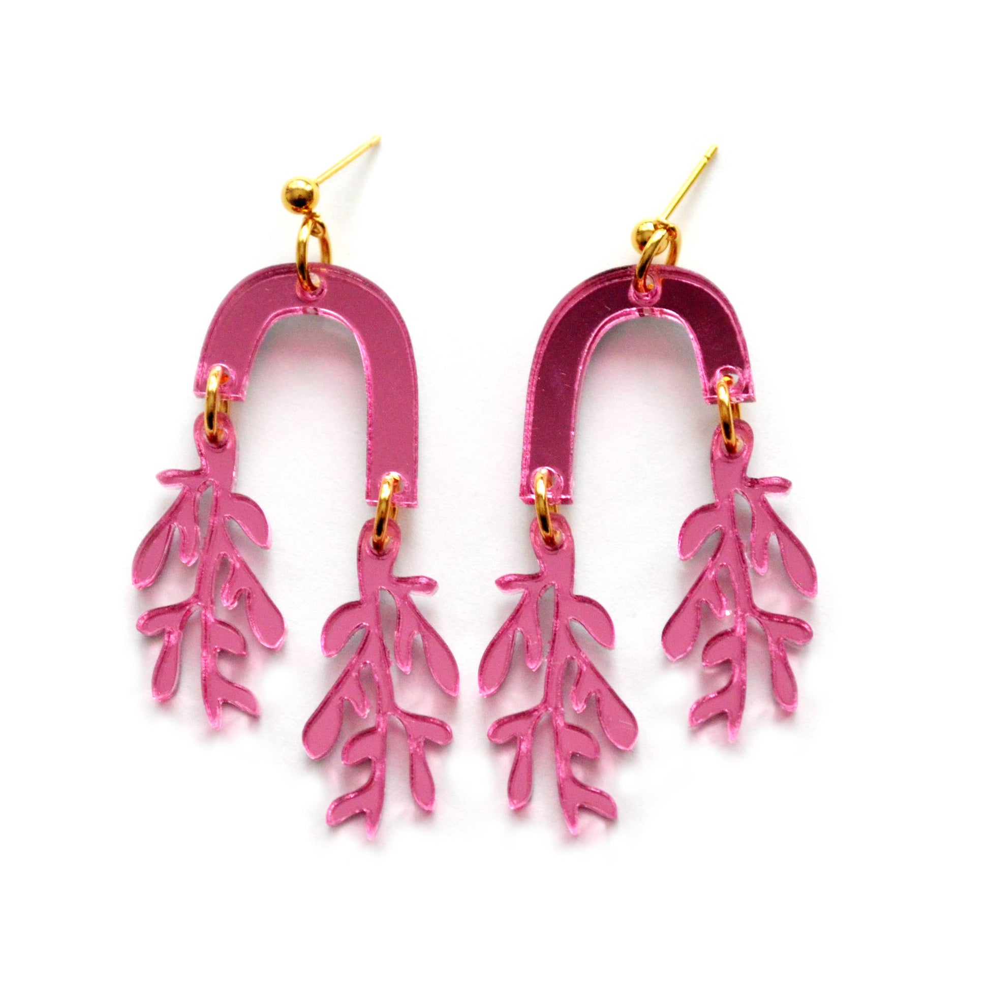 Pink Arch with Leaf Earrings