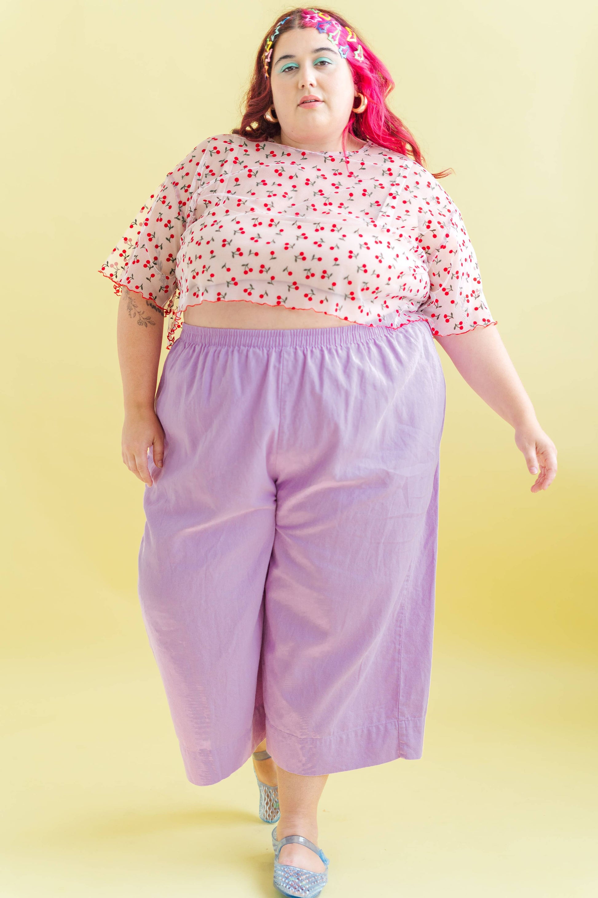 Women's Cherry Mesh Layering Blouse