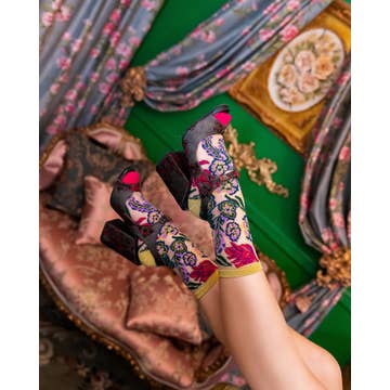 Festive Floral Sheer Crew Sock