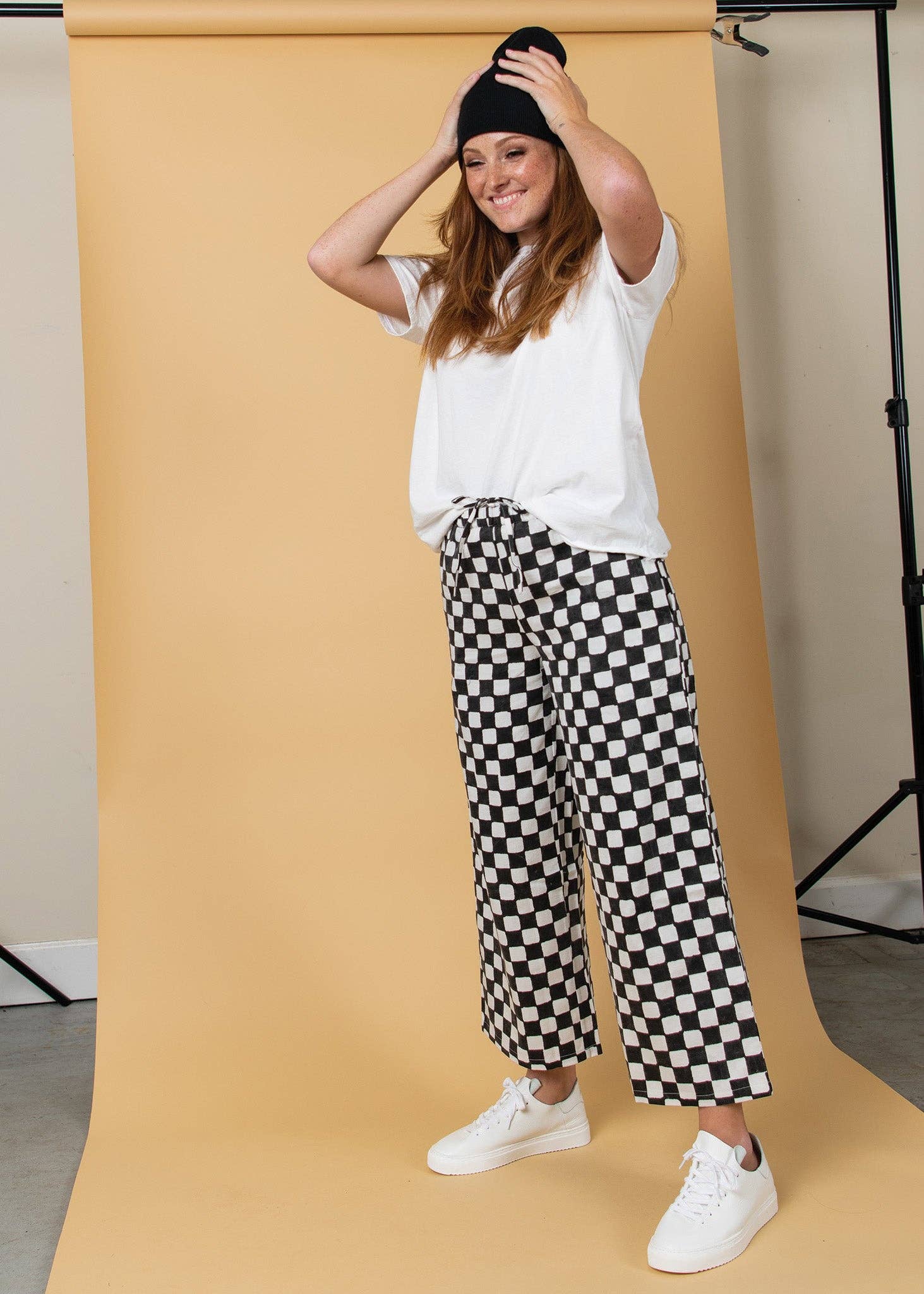Shore Pant in Black Checkerboard